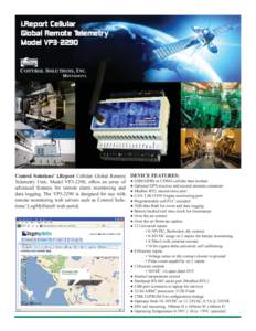 i.Report Cellular Global Remote Telemetry Model VP3-2290 CONTROL SOLUTIONS, INC. MINNESOTA