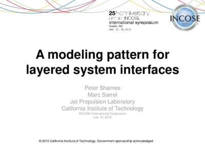 A modeling pattern for layered system interfaces Peter Shames Marc Sarrel Jet Propulsion Laboratory California Institute of Technology