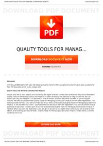 BOOKS ABOUT QUALITY TOOLS FOR MANAGING CONSTRUCTION PROJECTS  Cityhalllosangeles.com QUALITY TOOLS FOR MANAG...