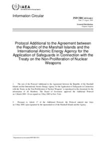 INFCIRC/653/Add.1 - Protocol Additional to the Agreement between the Republic of the Marshall Islands and the International Atomic Energy Agency for the Application of Safeguards in Connection with the Treaty on the Non-