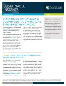 SUSTAINABLE INSIGHTS Week ending 13 June 2014 Edition 46