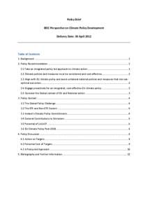Policy Brief IBEC Perspective on Climate Policy Development Delivery Date: 30 April 2012 Table of Contents 1. Background ...................................................................................................