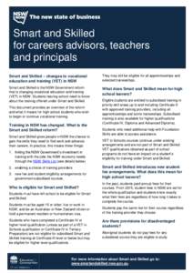 Smart and Skilled for careers advisors, teachers and principals
