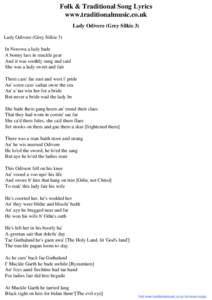 Folk & Traditional Song Lyrics - Lady Odivere (Grey Silkie 3)