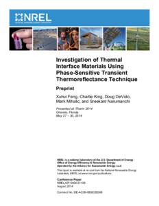 Investigation of Thermal Interface Materials Using Phase-Sensitive Transient Thermoreflectance Technique: Preprint