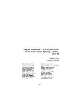 Völkische Altnordistik: The Politics of Nordic Studies in the German-Speaking Countries, [removed]