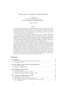 About parity violation in hadron physics M. Pitk¨anen Email: . http://tgdtheory.com/public_html/. April 22, 2017 Abstract