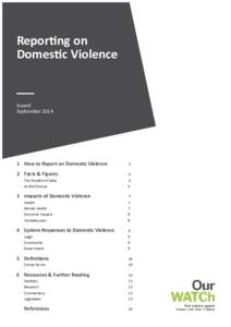 Reporting on Domestic Violence Issued September 2014