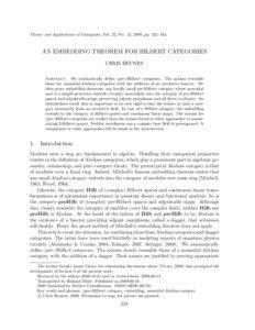 Theory and Applications of Categories, Vol. 22, No. 13, 2009, pp. 321–344.  AN EMBEDDING THEOREM FOR HILBERT CATEGORIES