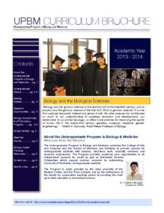 UPBM CURRICULUM BROCHURE Undergraduate Program in Biology and Medicine
