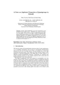 A Note on Algebraic Properties of Quasigroups in Edon80 Milan Vojvoda, Marek Sýs and Matú² Jókay , , 