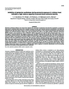 2343 The Journal of Experimental Biology 213, [removed] © 2010. Published by The Company of Biologists Ltd doi:[removed]jeb[removed]Inhibition of glutamine synthetase during ammonia exposure in rainbow trout