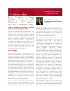 Microsoft Word - Business Alert - Daniel Freedman to Speak at ABA Section of Litigation Phoenix.r.docx