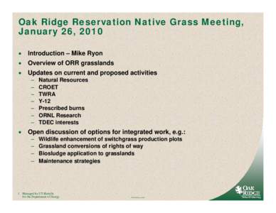 Oak Ridge Reservation Native Grass Meeting