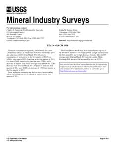 pa  Mineral Industry Surveys For information, contact: Charles S. Anderson, Tin Commodity Specialist U.S. Geological Survey