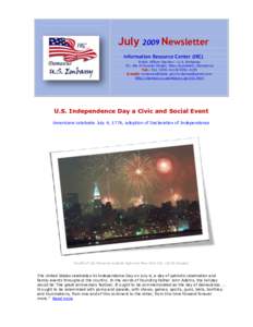 July[removed]Newsletter Information Resource Center (IRC) Public Affairs Section - U.S. Embassy