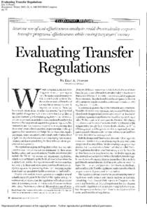 Evaluating Transfer Regulations Eric A Posner Regulation; Winter 2003; 26, 4; ABI/INFORM Complete pg. 42  Reproduced with permission of the copyright owner. Further reproduction prohibited without permission.
