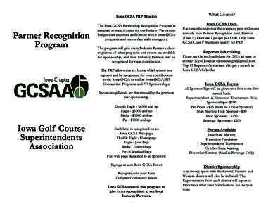 Iowa GCSA PRP Mission  Partner Recognition Program  The Iowa GCSA Partnership Recognition Program is