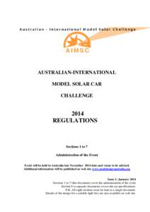 AUSTRALIAN-INTERNATIONAL MODEL SOLAR CAR CHALLENGE 2014 REGULATIONS