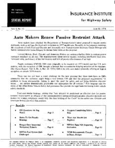 INSURANCE INSTITUTE for Highway Safety June 18,1974 Vol. 9, No. 12