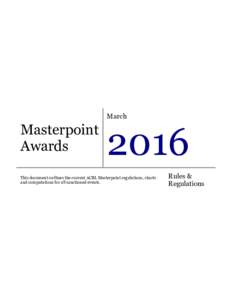 March  Masterpoint Awards  2016