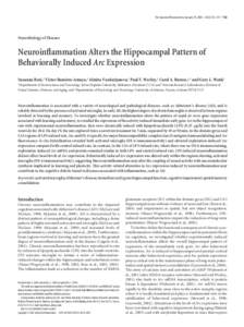 The Journal of Neuroscience, January 19, 2005 • 25(3):723–731 • 723  Neurobiology of Disease Neuroinflammation Alters the Hippocampal Pattern of Behaviorally Induced Arc Expression