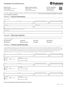 Designation of beneficiary form Return by mail: Putnam Investor Services, Inc. P. O. Box 8383 Boston, MA[removed]