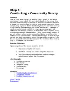 Step 5: Conducting a Community Survey and Discussing Results