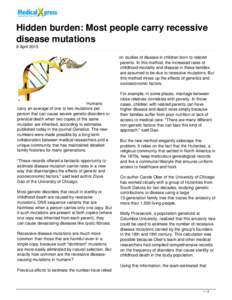 Hidden burden: Most people carry recessive disease mutations