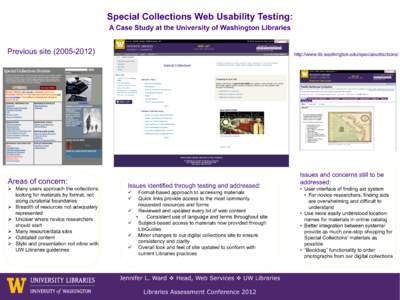 Special Collections Web Usability Testing: A Case Study at the University of Washington Libraries Previous siteAreas of concern: