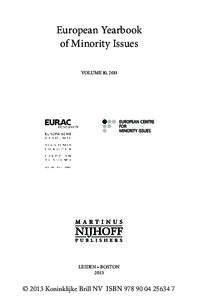 European Yearbook of Minority Issues VOLUME 10, 2011 LEIDEN • BOSTON 2013