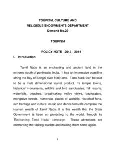 TOURISM, CULTURE AND RELIGIOUS ENDOWMENTS DEPARTMENT Demand No.29 TOURISM