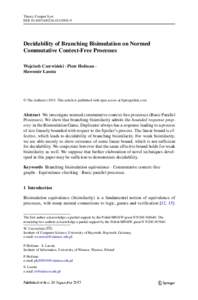 Theory Comput Syst DOIs00224Decidability of Branching Bisimulation on Normed Commutative Context-Free Processes ´