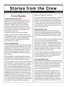 Stories from the Crew Volume 8, Issue 3 – Insert – CREW STORIES Crew Stories “CUSH” Cushing (LT/XO, 51-53)