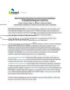 Microsoft Word - Press release - Smart Campaign Certifies Five  Indian MFIs.docx
