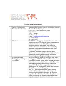 Interim report of the working groups under ISHAM