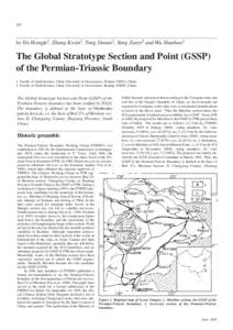 102  by Yin Hongfu1, Zhang Kexin1, Tong Jinnan1, Yang Zunyi2 and Wu Shunbao1 The Global Stratotype Section and Point (GSSP) of the Permian-Triassic Boundary