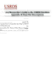 2017 Researcher’s Guide to the USRDS Database Appendix B: Data File Descriptions Table of Contents Core Dataset ........................................................................................................