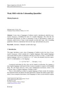 Theory Comput Syst: 554–576 DOIs00224Weak MSO with the Unbounding Quantifier ´ Mikołaj Bojanczyk