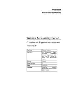 QualiTest Accessibility Review Website Accessibility Report Compliancy & Experience Assessment Version 2.00