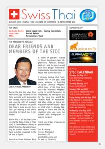 august 2013 | Swiss-thai Chamber of Commerce | e-Newsletter #38 Top News Deutsche Bank: 	 Some headwinds – losing momentum Interview: 	 Daniel Reinle DFDL: