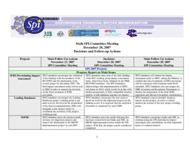Microsoft Word - Sixth SPI Committee Meeting - Decisions and Follow Up Actions.doc
