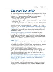 GOOD LOO GUIDE  359 The good loo guide This chapter brings together the information we have on accessible toilets/loos in