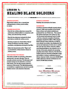 LESSON 1:  HEALING BLACK SOLDIERS Intended audience  Materials required