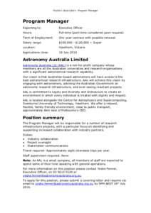 Astronomy Australia Limited / Science and technology / Project management / AAL / Astronomer / National Virtual Observatory / Program management / Science / Economy