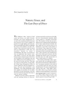 Peter Augustine Lawler  Nature, Grace, and The Last Days of Disco  Whit Stillman’s films, which he both