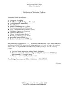 The Evergreen State College Office of Admissions Bellingham Technical College Acceptable Upside Down Degree 
