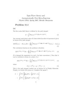 Spin-Wave theory and Asymptotically Free Beta-Function Physics 230A, Spring 2007, Hitoshi Murayama Problema)