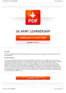 BOOKS ABOUT SA ARMY LEARNERSHIP  Cityhalllosangeles.com SA ARMY LEARNERSHIP