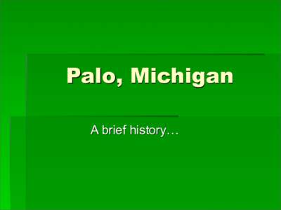 Palo, Michigan A brief history… Mathew & Deborah VanVleck